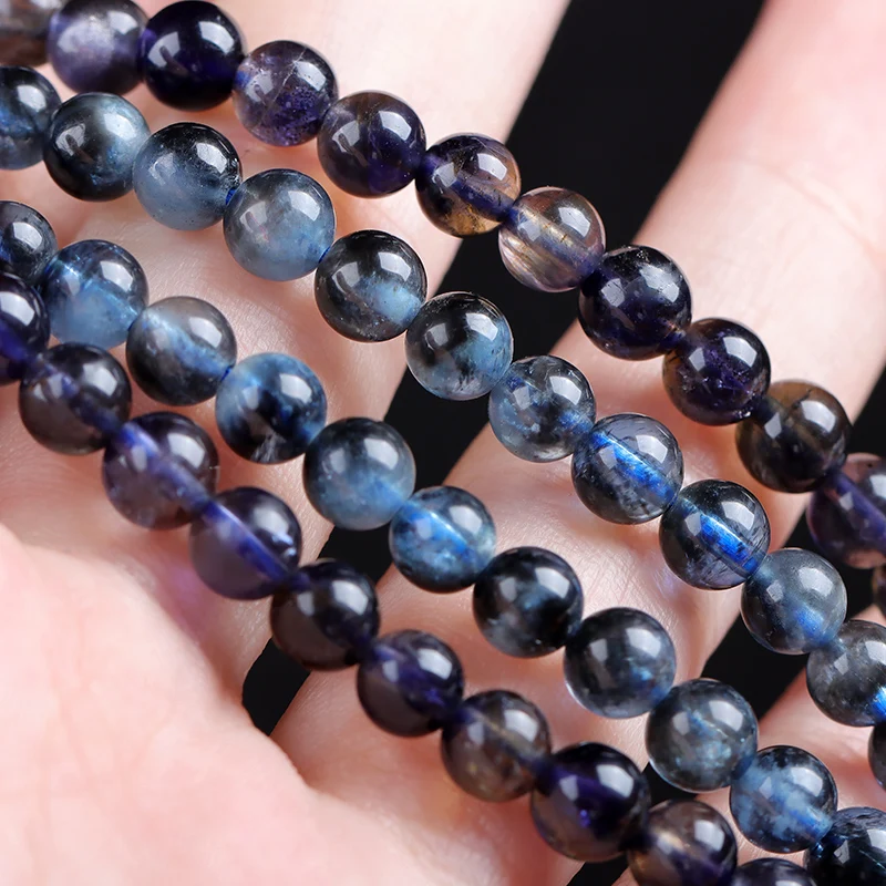 7A Natural Cordierite Scattered Beads Blue Purple Beaded Necklace Bracelet Couple Men and Women Handmade DIY Cordierite Bracelet