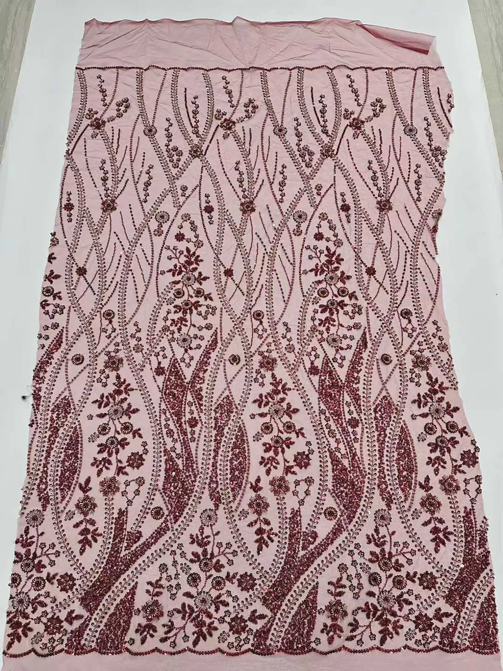 2026 Neues Design Afrikanischer Perlen-Spitzenstoff Hochwertige Französische Pailletten-Spitze Lila Nigerianischer Party-Hochzeitskleid-Stoff zum Nähen – Detail 20