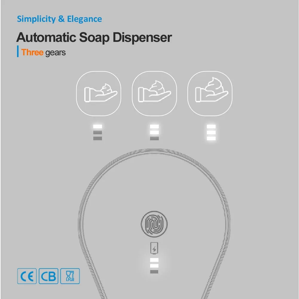 350ML Automatic Soap Dispenser Touchless Foaming Soap Dispenser USB Rechargeable Automatic induction foam hand sanitizer