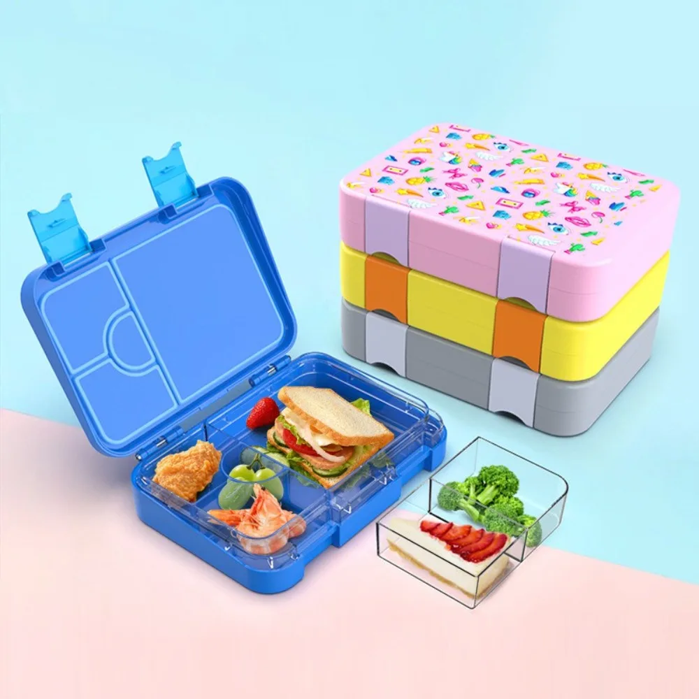 

New Interlayer Lunch Box Leakproof Easy To Clean Microwave Oven Bento Box Divided Plastics Food Container School
