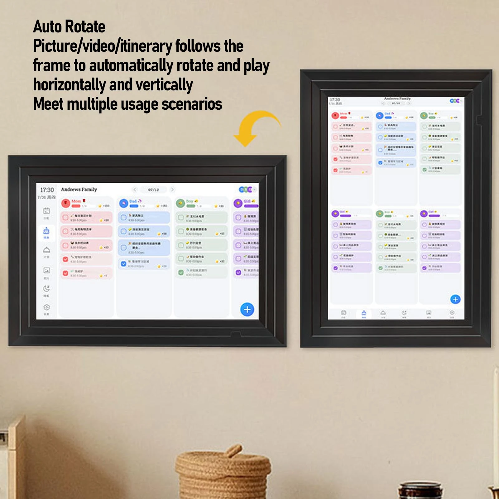 Smart Digital Calendar 10.1 Inch WiFi Touch Screen Interactive Smart Family Planner Digital Picture Frame with APP for Home