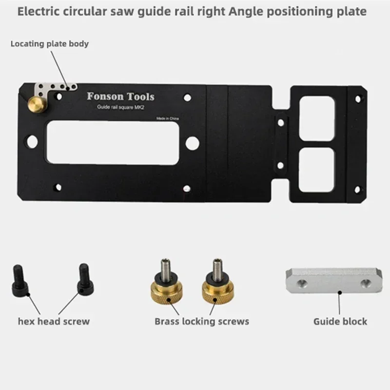 Imagem -06 - Square Guide Rail Clamp para Carpintaria Ângulo Direito Posicionamento Plate Aluminum Alloy Guiding Ruler