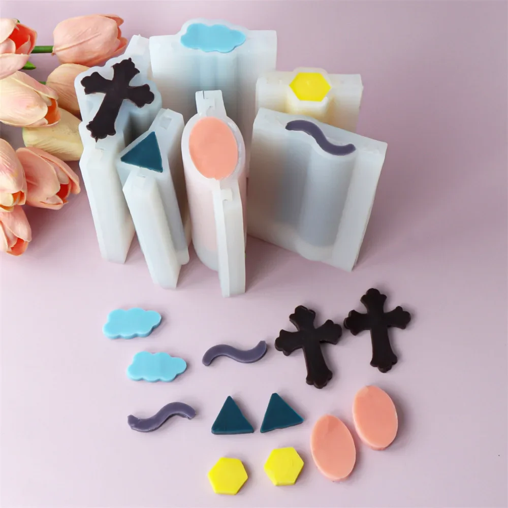 

3d Triangular Hexagonal Sandwich Tube Silicone Molds Oval Cloud Wave Cross Handmade Soap Mold Diy Silicone Molds for Soap