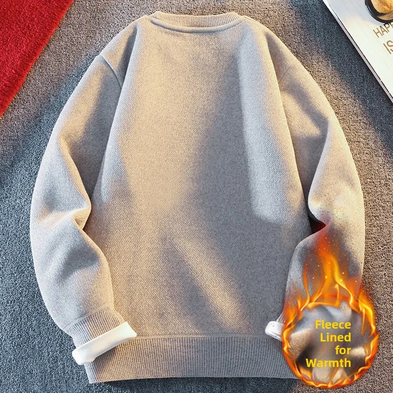 

Мужской вязаный свитер Thiened Round Ne Faionable Urban Sle, зимний теплый повседневный длинный свитер из полиэфирного волокна