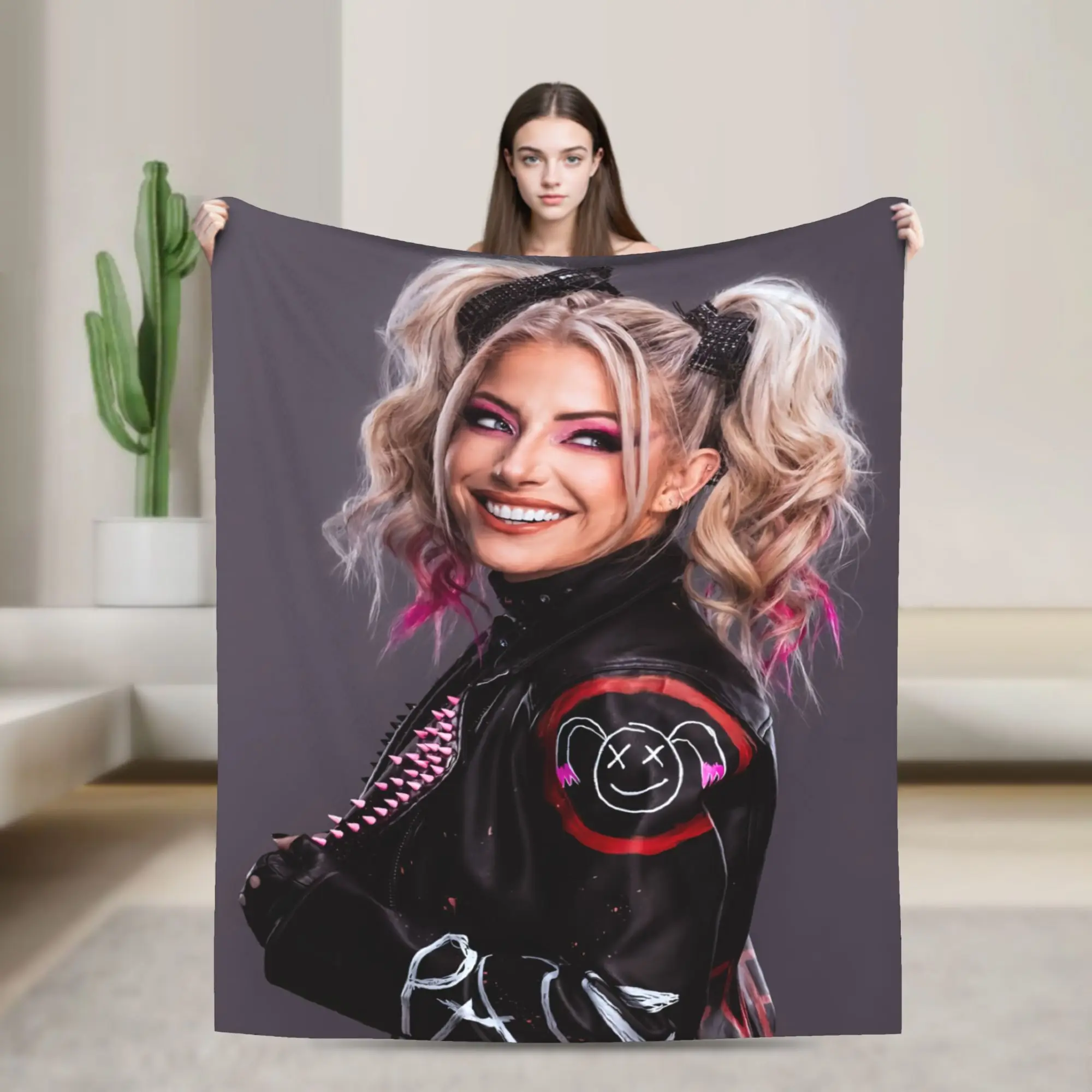 A-Alexa Bliss Blanket Warm Cozy Fluffy Wrestler  Throw Blankets for Couch 50x60 Inch Multi-size Plush Thin Quilt