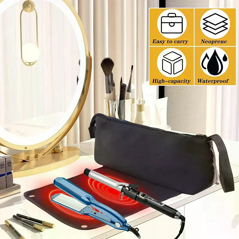 2-in-1 Hair Tools Travel Bag For Flat Irons, Straighteners, Curling Iron, And Haircare Accessories, With Interior Pockets