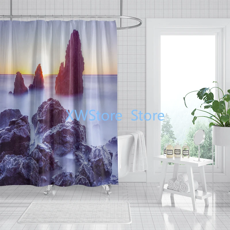 

Fresh Every Day! Blue Sky and Ocean Shower Curtain, Brighten Up Your Bathroom Waterproof and Mildew Proof