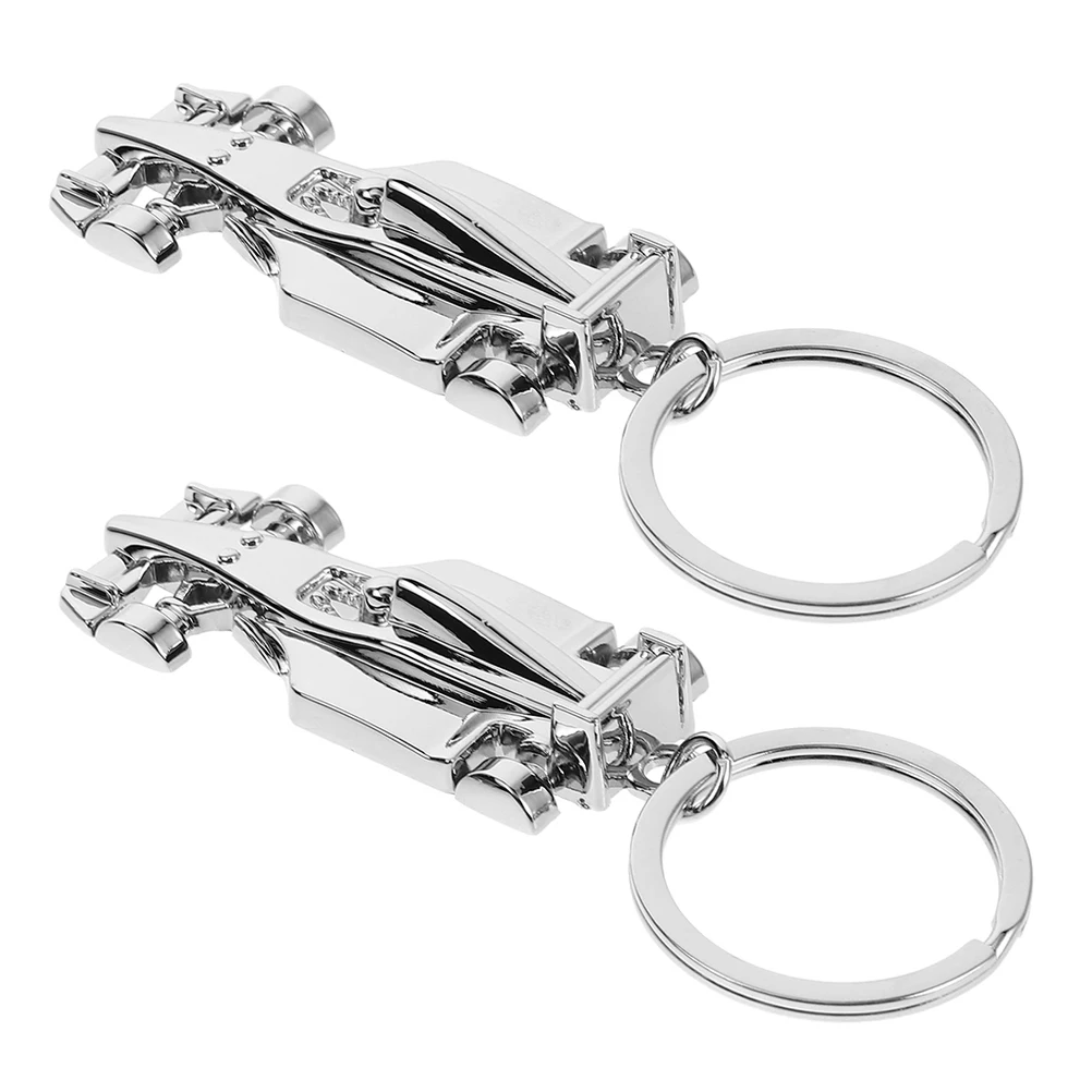 2 ชิ้นรถแข่งพวงกุญแจโลหะผสมสังกะสีที่ทนทานการออกแบบที่หรูหราอเนกประสงค์ใช้ขนาดกะทัดรัดน้ําหนักเบาไอเดียของขวัญผู้ถือกุญแจรถ