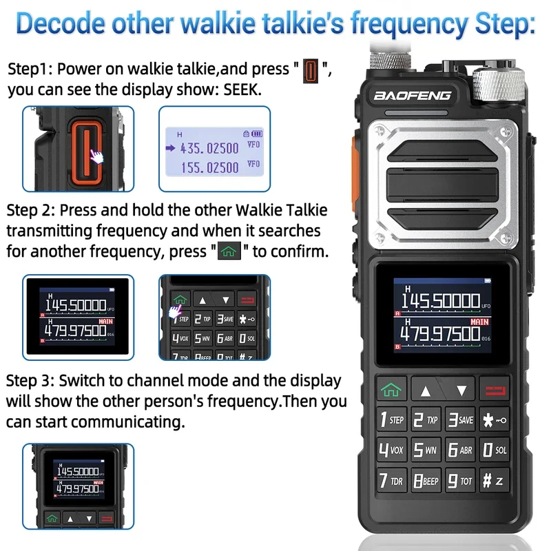 Baofeng-walkie-talkie UV-25 de largo alcance, Radio bidireccional de alta potencia, frecuencia de copia inalámbrica de tres bandas, NOAA tipo C, 10W