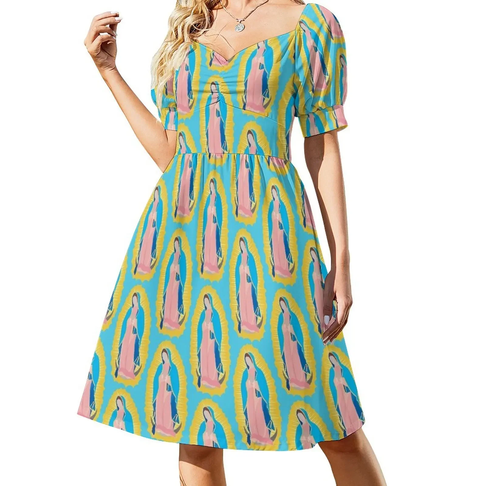 

Virgen de Guadalupe / virgin / madona / our lady Short-Sleeved Dress Female dress Women's dresses