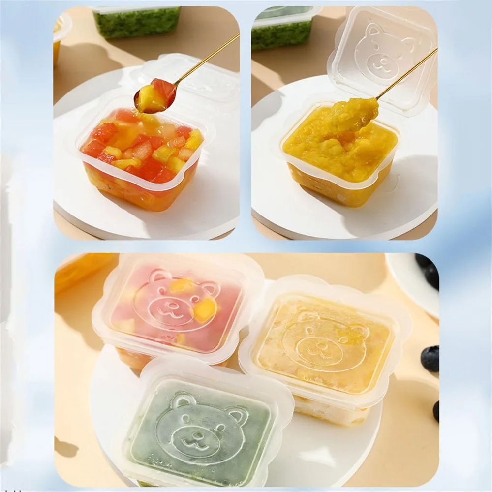 6Pcs/Set Plastic Baby Food Supplement Box 100ml Jam Box Food Storage Box Freezing Food Storage Container for Families