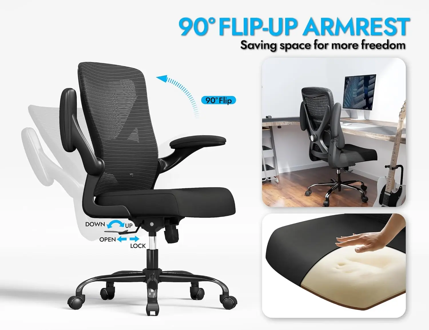 Ergonomic Office Chair with Adjustable Lumbar Support - Mesh Computer Desk Chair for Home Office and Gaming