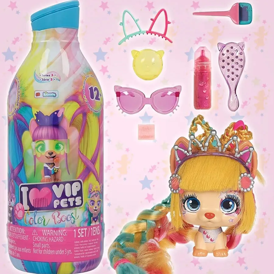 

Сюрприз-бутылочка I Love VIP Pets Series 3 Color Boost с волшебной расческой-краской для волос и модными очками-игрушкой для девочек