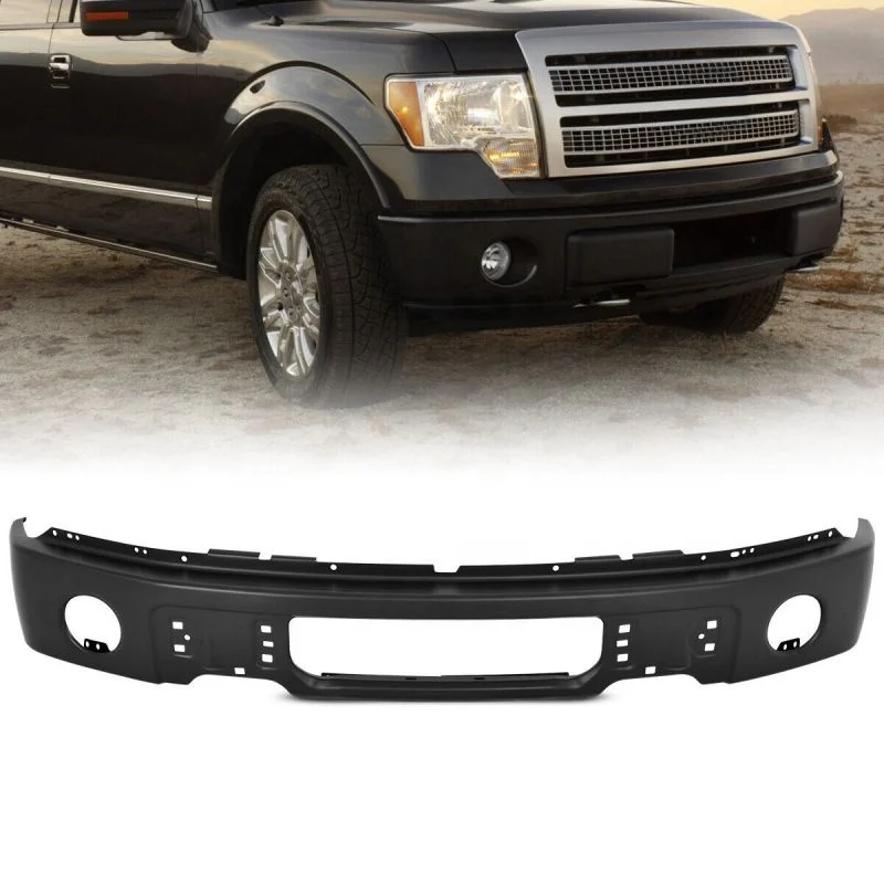 

Front Bumper For 2009-2014 Ford F-150 Powdercoated Black with Fog Light Holes