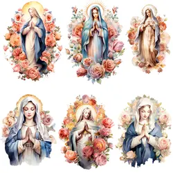 Christ Mary Lady Patch For Clothing Virgin Iron On Transfers On Clothes Women DIY Thermal Stickers For T-Shirt Decals Patches