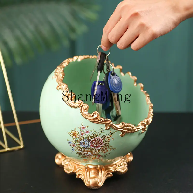 FG creative key storage ornament desktop trash can living room snack fruit plate ornament gift