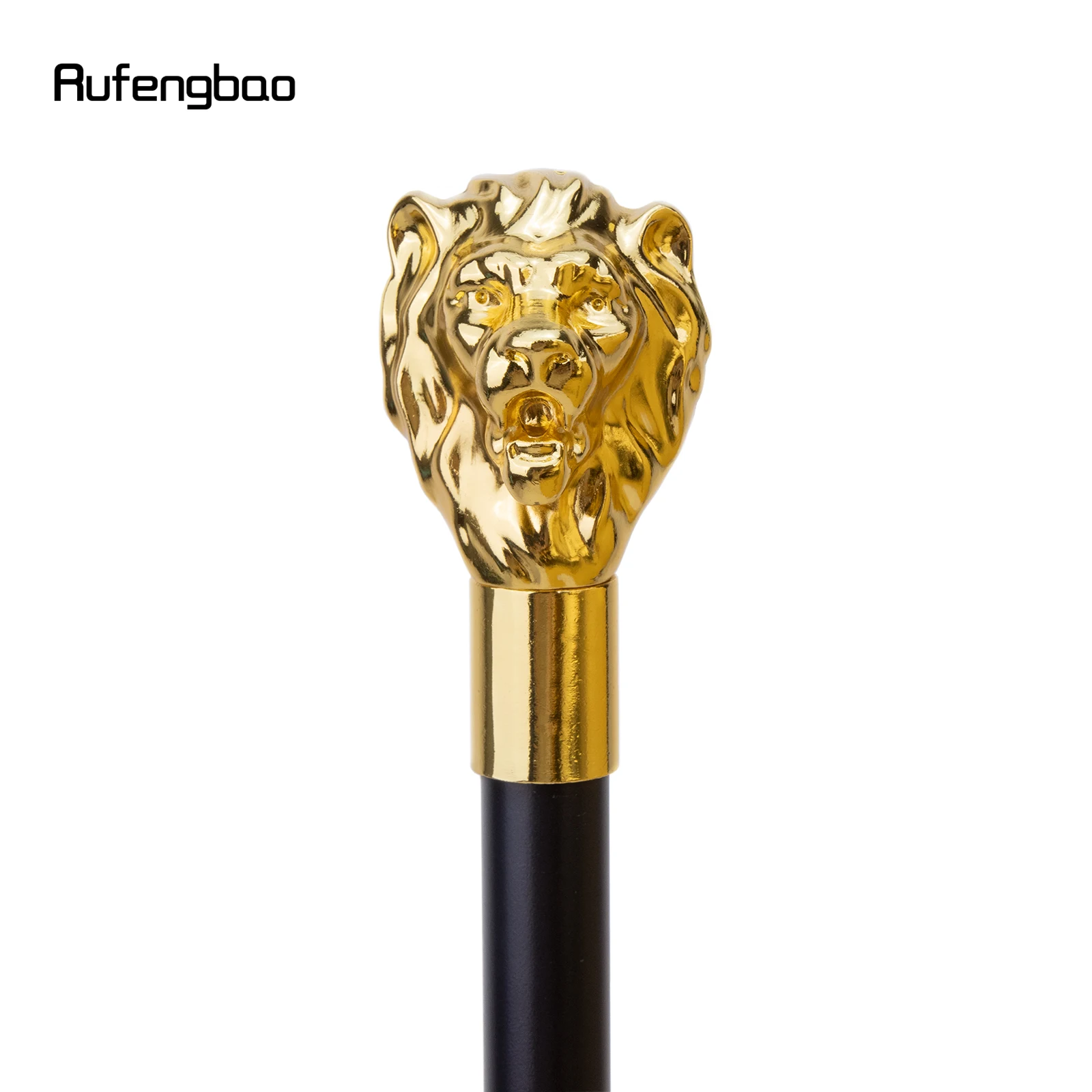 Gold Luxury Lion Head Handle Walking Stick with Hidden Plate Self Defense Fashion Cane Plate Cosplay Crosier Stick 93cm