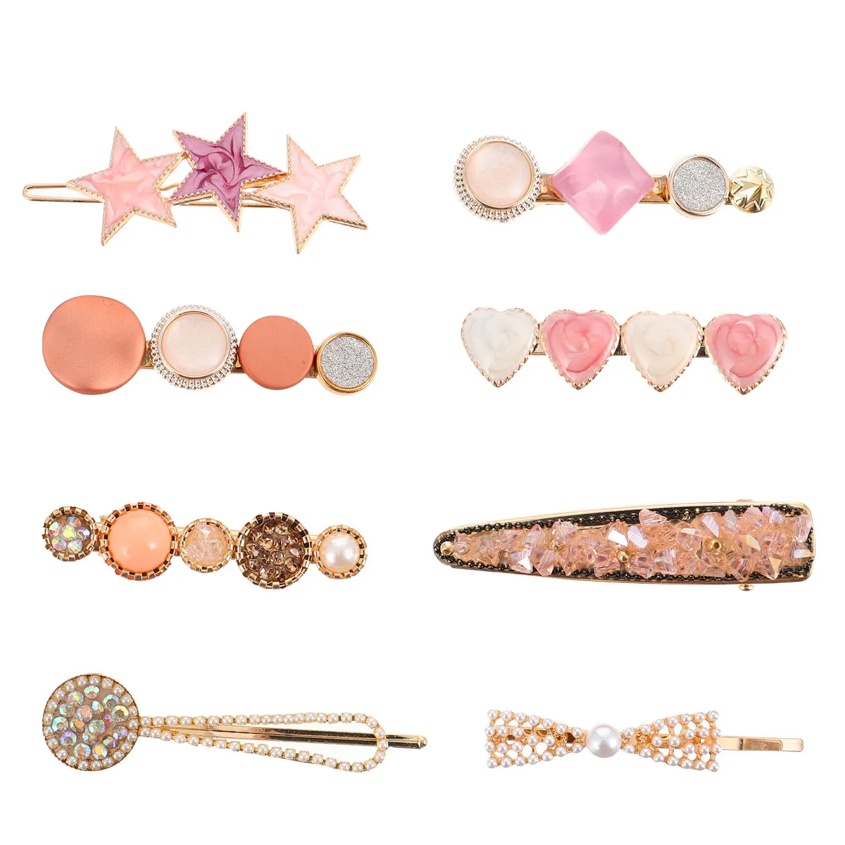 

8Pcs Crystal Women Accessories Polyester Fabric Thin Fringe Hair Piece Elegant Design Long Use Decorative Hair Clips Gift