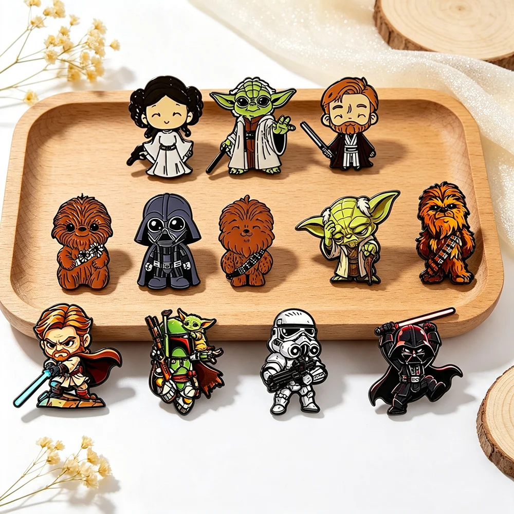 Cartoon Sci-Fi Character Enamel Pins Set Cute Collectible Metal Lapel Brooches for Backpacks 4/6/7/8pcs Fans Gift