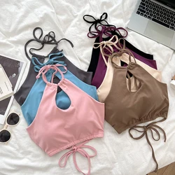 Fashion Backless Sexy Camisole Women Halter Hollow Out Elegant High Street Ladies Streetwear Summer Tank Top
