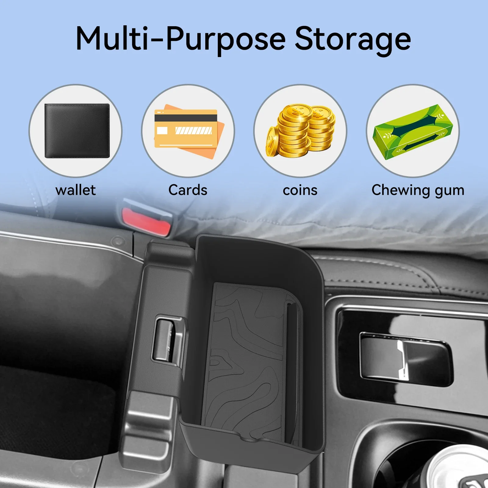 Black ABS LHD Armrest Hanging Storage Tray Organizer For Subaru Outback 2026 7th Gen Left Drive Tidying Box - view 6