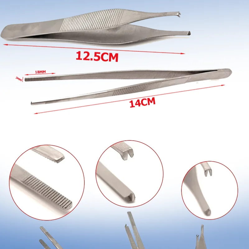 

12.5/14cm Adson Tissue Forceps Atraumatic Tissue Forceps Vascular Procedures Surgical Tweezers Instruments Dentistry Lab Tools