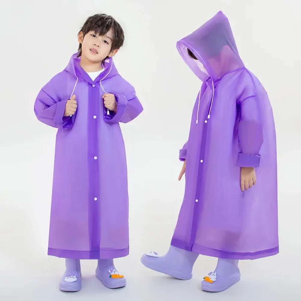 Solid Color Kids Raincoat Outdoor Waterproof Children Rain Poncho EVA Hoodie Rainwear Student Rain Coat Folding Kids Rain Coat