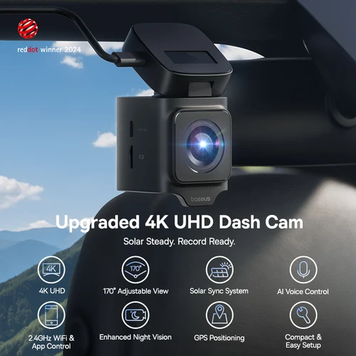 Imagen 2 del producto Baseus VD1 4K cámara de salpicadero frontal UHD cámara de coche visión nocturna GPS incorporado ADAS coche DVR 140FOV grabadora de vídeo de visión ajustable