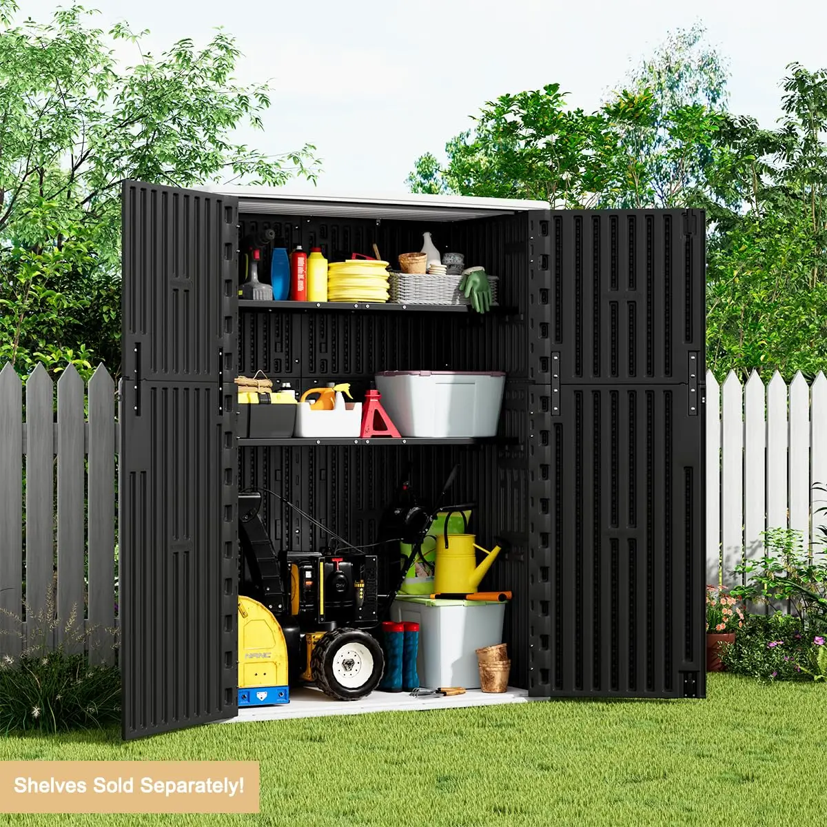 Outdoor Vertical Storage Shed,57 Cu.ft Outdoor Storage Cabinet Waterproof,Resin Sheds & Outdoor Storage Clearance for Garden