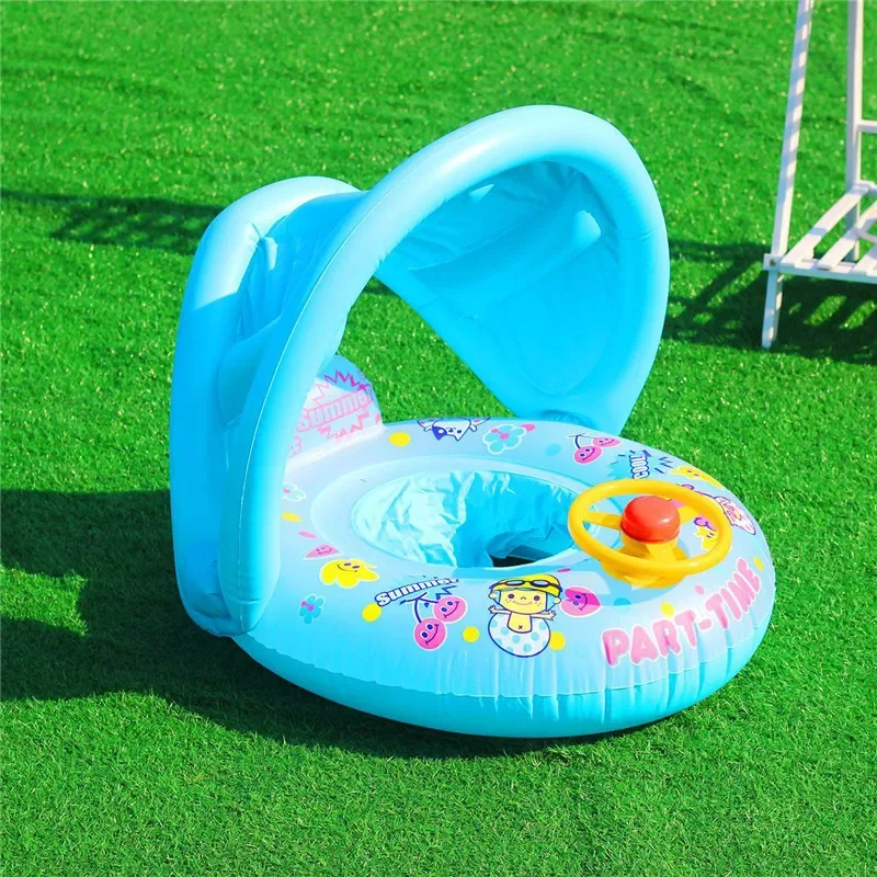 Baby Swim Ring Cartoon Inflatable  Seat Floating Sunshade Toddler  Circle Bathtub Swimming Pool Beach Party Outdoor Water Toy