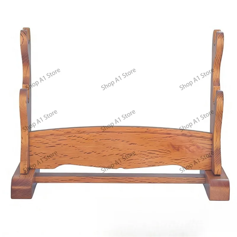 Soporte de espadas de madera maciza de 2 niveles, base de madera de Hua Li y roble para espadas y cuchillos, estante de exhibición de espadas coleccionables para katana.