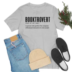 Booktrovert Definition Funny Bookworm T-Shirt Women Cute Book Lover T Shirt Bookish Nerd Tshirts Cotton Librarian Tees Gifts