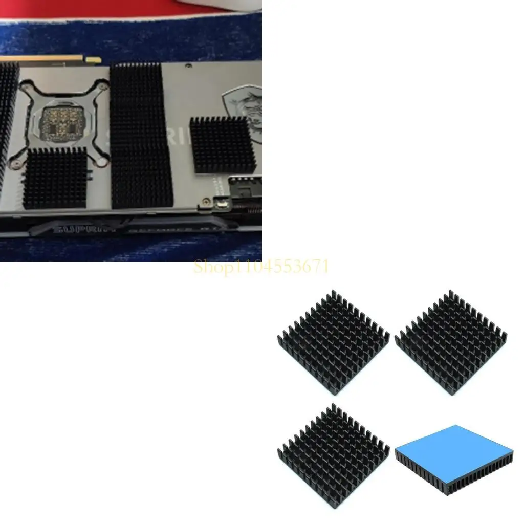 أفضل بائع مشعاع بالوعة الحرارة من الألومنيوم 40x40x11 مللي متر أنودة سوداء مع وسادة حرارية 4 قطعة/الحزمة #1