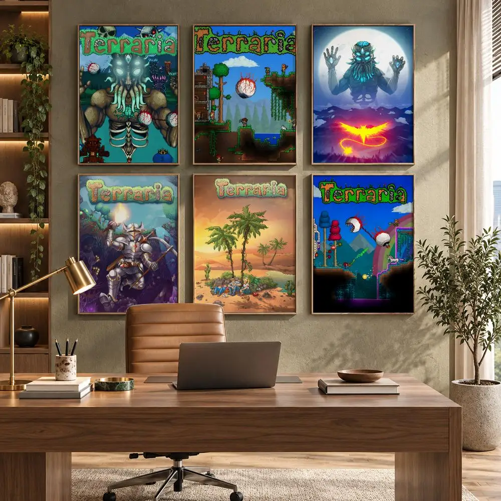 1pc Game T-Terraria Cool Poster High-Quality Waterproof Wall Decal for Study, Living Room & Garage, Great Gift for Fans