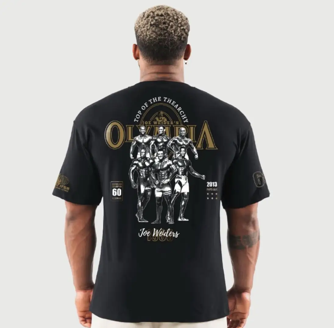 

OLYMPIA gear 60th Anniversary latest T-shirt cotton black and gold original men and women physical fitness