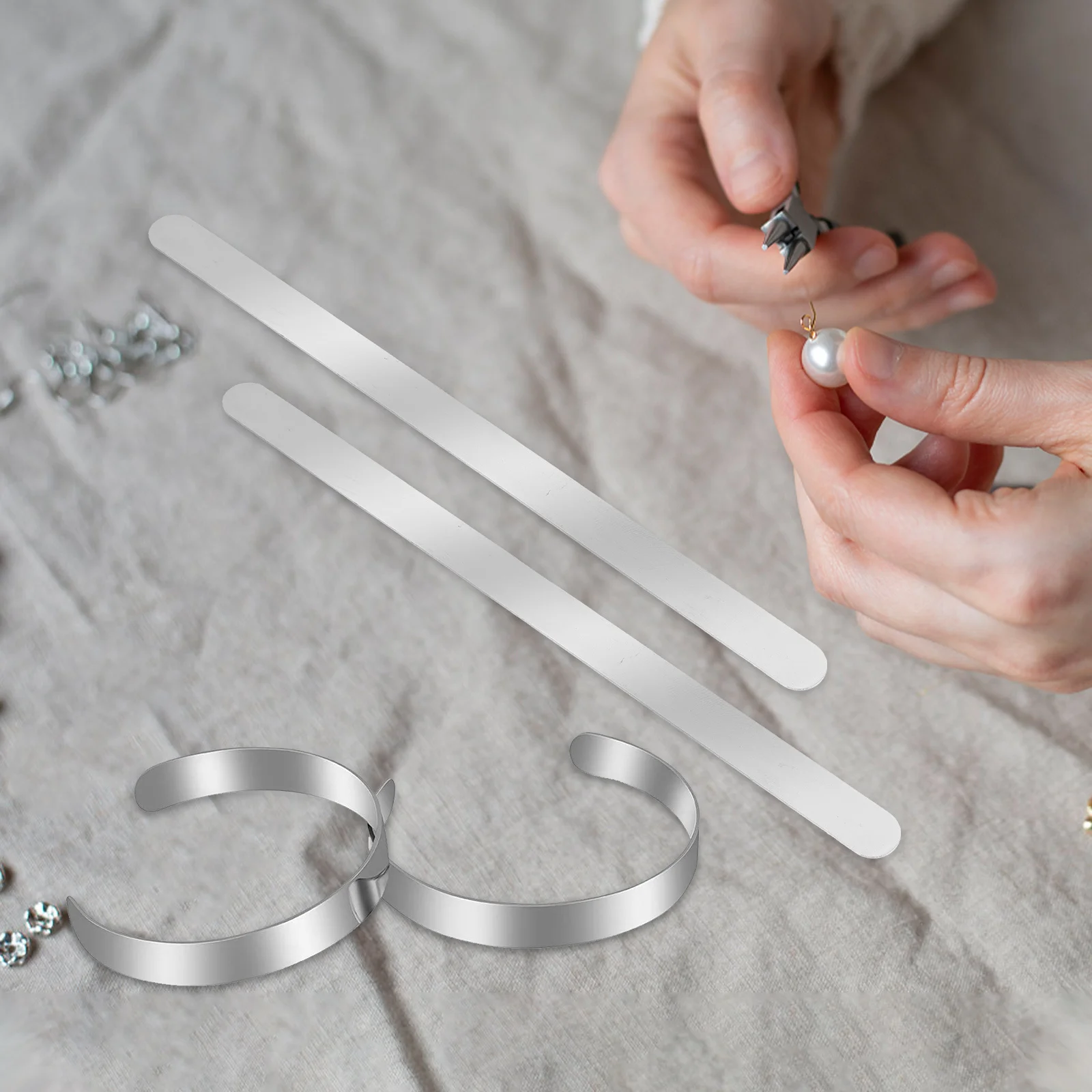 18 Pcs Metal Bracelet Stainless Steel Cuff Blanks Diy Kit Jewelry Making Engraving Products for Women Ring Wire