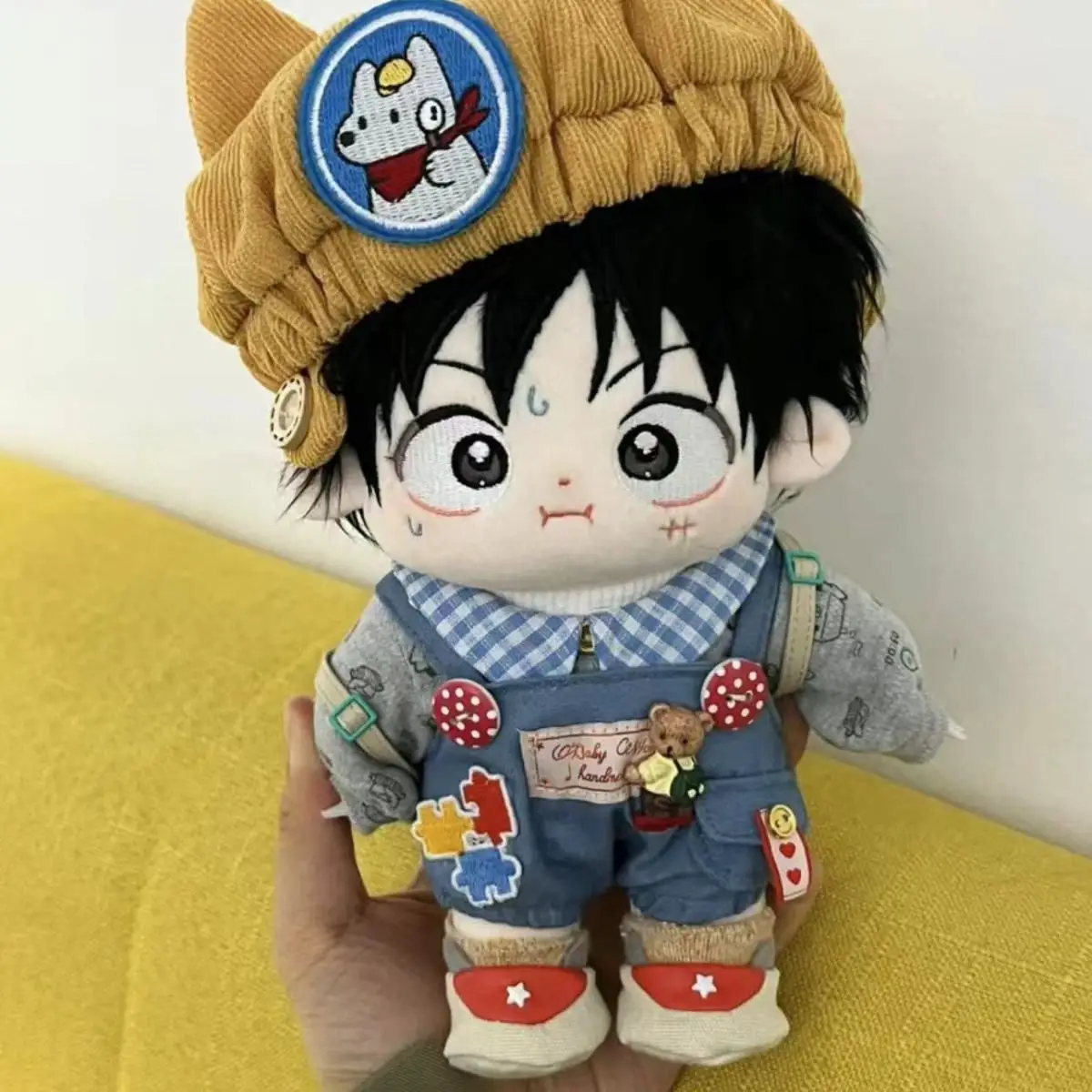 Stuffed Luffy Mugiwara Straw Hat Cotton Doll 20cm Animation Dress-up Plush Puppet Toys for Kids Adults Collectible Gift