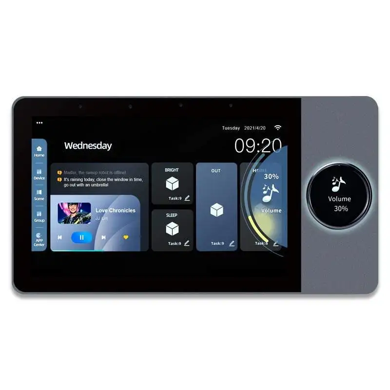 

Tuya Wifi Android 8 Inch EU Type Smart Inwall Multifunction Central Control Panel With Zigbee Gateway Background Music System
