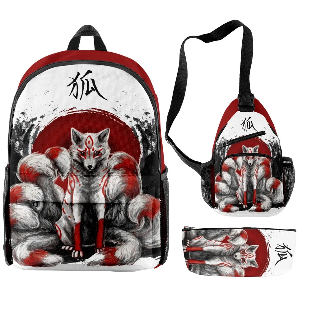 Wateroof Backpack Anime Nine Tailed Fox Oxford Bags Unisex Outside Hiking Travel Bicycle Laptop Bags