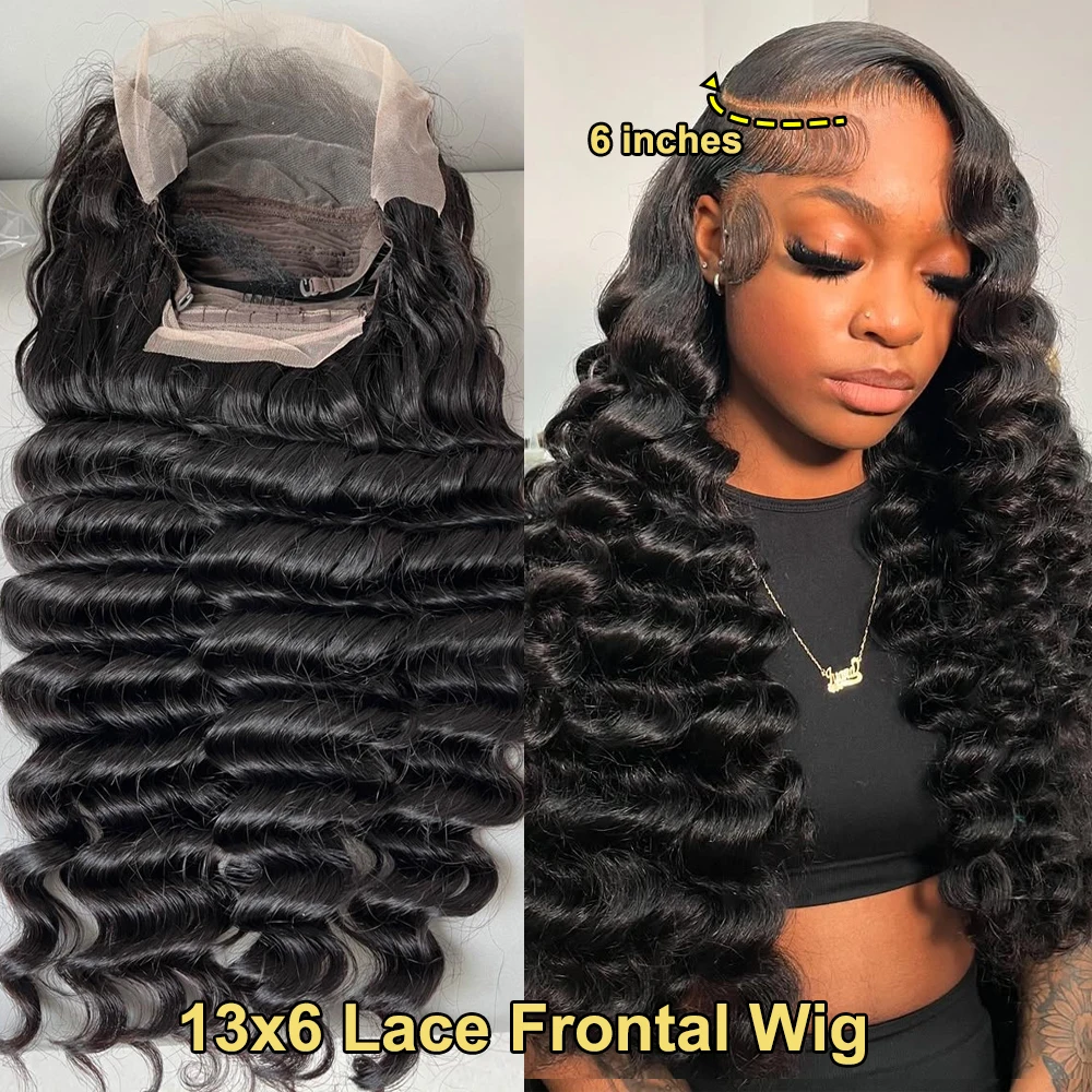 شعر مستعار دانتيل كامل مموج عميق فضفاض 360 شعر بشري 100% كثافة 30 40 بوصة برازيلي مجعد 13x6 HD شعر مستعار أمامي من الدانتيل مقطّع مسبقًا