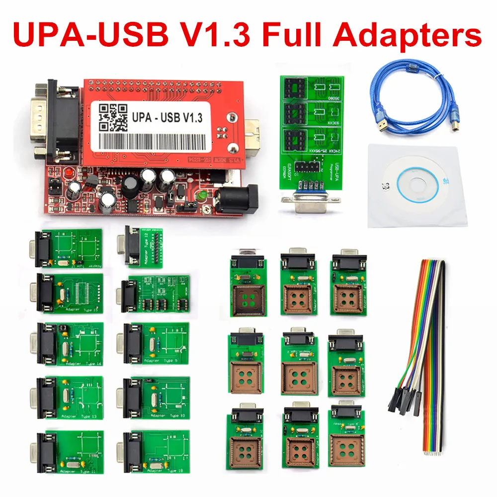 해외 오리지널 UPA USB 프로그래머 V1.3, 전체 어댑터 포함, 메인 유닛 UPA-USB 1.3, ECU 칩 튜닝 및 OBD2 도구, 전문가용