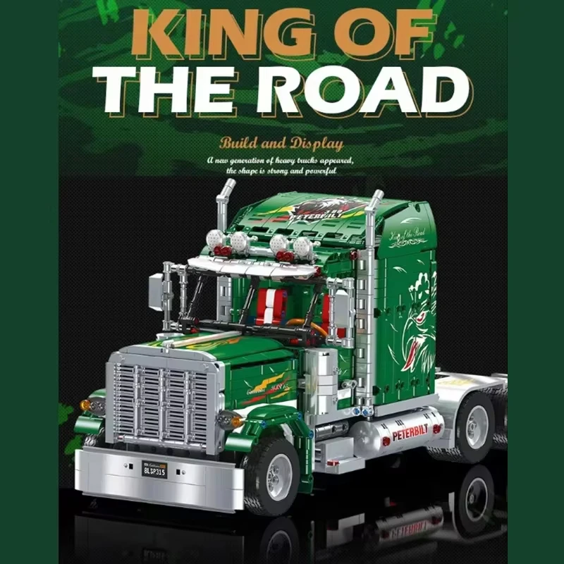 

2105pcs Technical City Green Heavy-Duty Truck Building Blocks Set, High-Tech Cargo Car Model Bricks Toys for Kids Festival Gifts