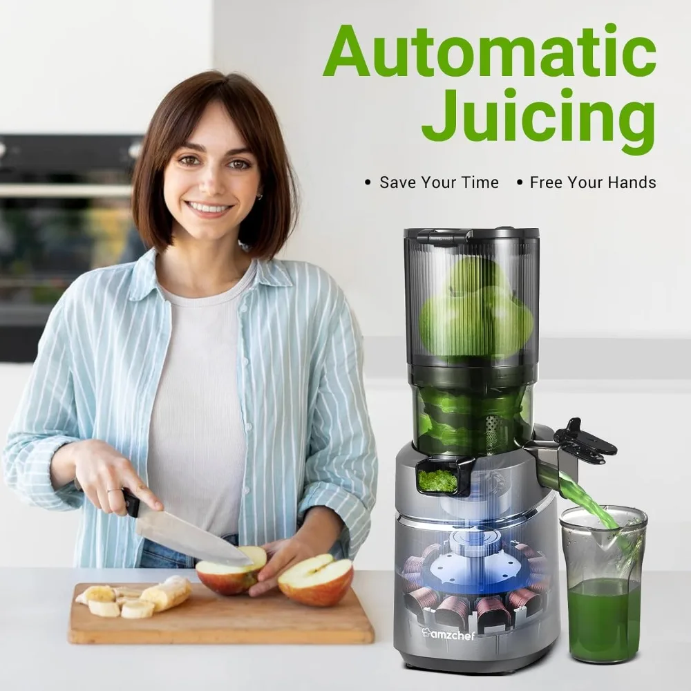 5.3-Inch Self-Feeding Masticating Juicer Fit Whole Fruits & Vegetables, Cold Press