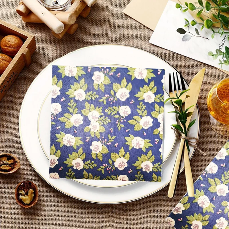 20 Sheets of 33 * 33cm 2Ply Floral Themed Printed Napkins, Party Picnic Decoration Paper DIY Decoupage Paper