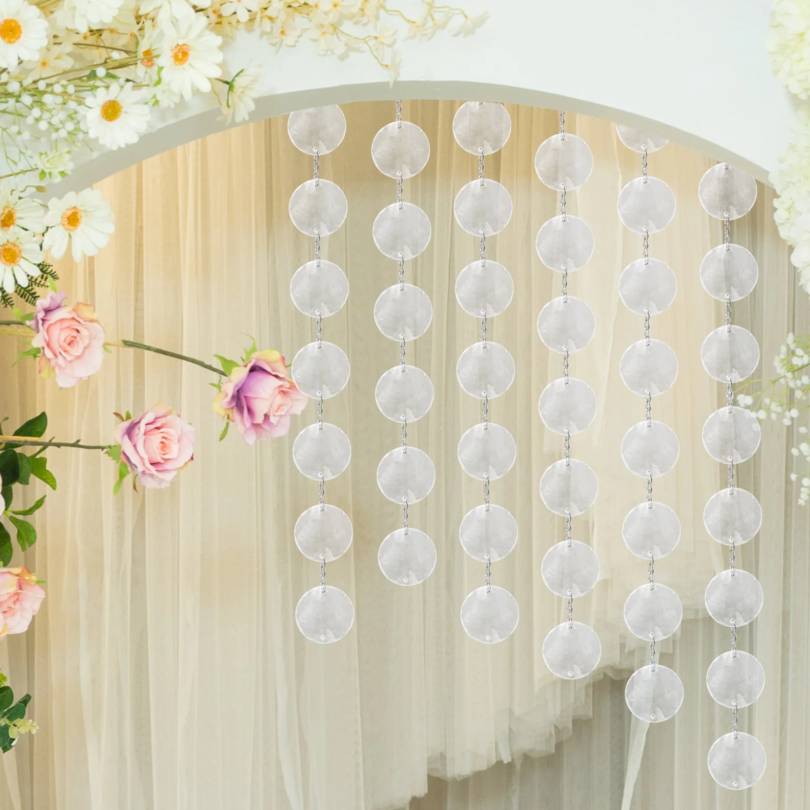 

100pcs Shell Sheet Decoration Round Shells Pieces Handmade Wind Chime DIY Slices Hanging Accessories Jewelry Material Natural
