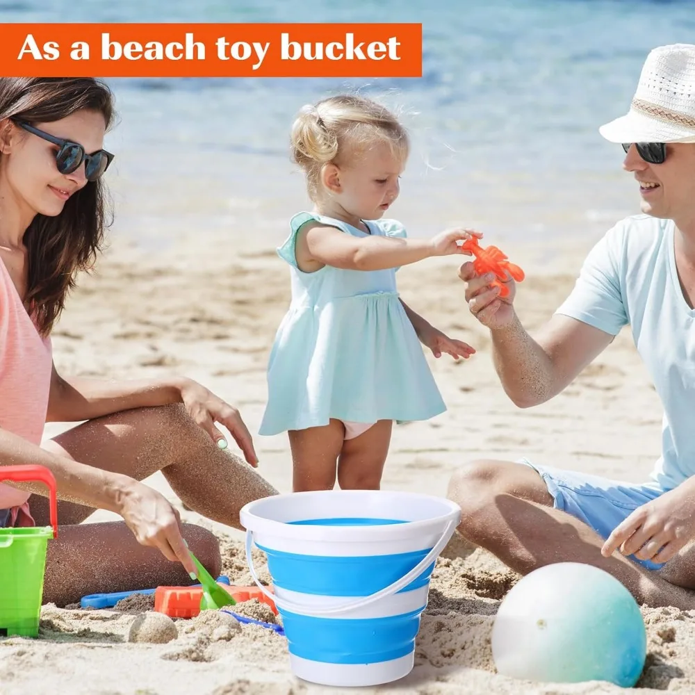 4er-Pack zusammenklappbare Herbst-Camping-Eimer, kleine 2,6 Gallonen-Reinigungseimer mit Griffen für den Haushalt, im Freien und im Auto