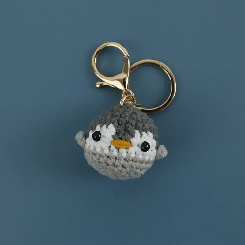 Creative Penguin Doll Crochet Keychain Wholesale Cute Penguin Knitting Keychain For Bag Pendant Car Keyrings With Penguin Doll