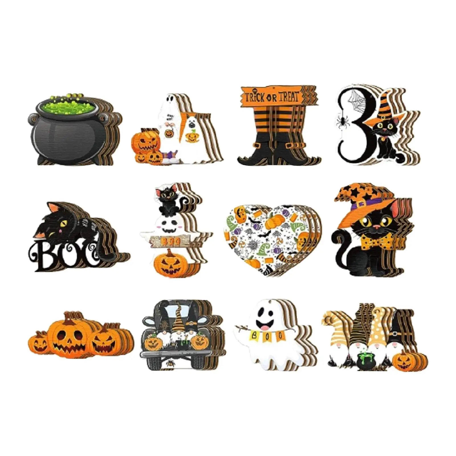 36Pcs Halloween Decoration Pendant Pumpkin Wooden for Garden