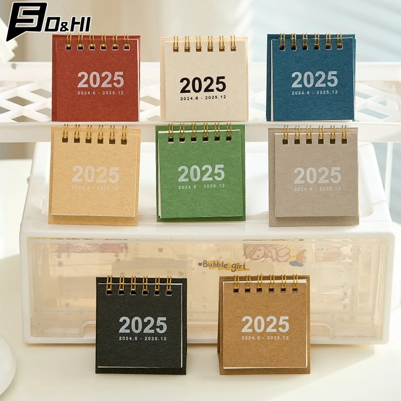 2025 Desk Calendar Mini Spiral Calendar Books Kawaii To Do List Daily Monthly Yearly Planner Time Manegement Desk Decorations