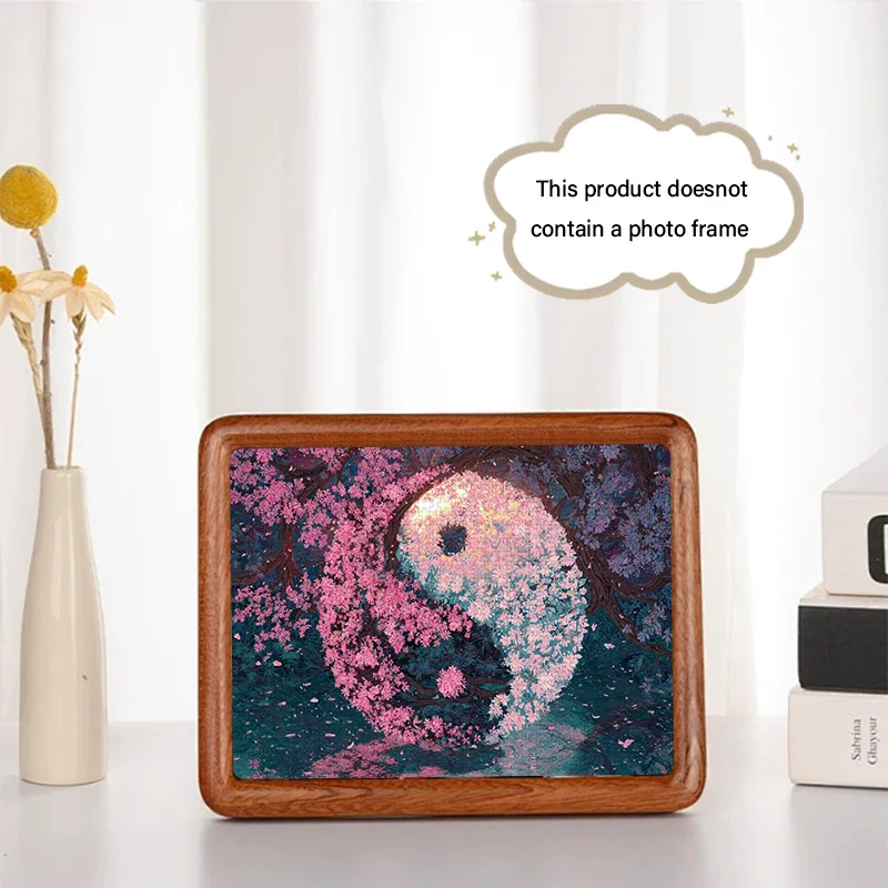 Pudełko (A) puzzli dla dorosłych, z motywem różowego kwiatu wiśni i Tai Chi - odporne na zarysowania, wymagające, odpowiednie dla dorosłych, rodzinne.